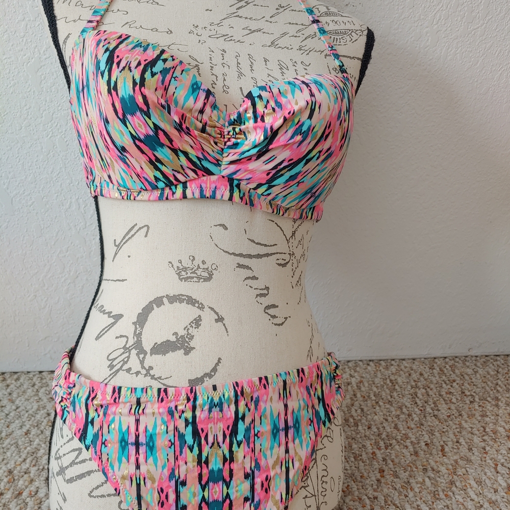 Shade & Shore Teal and Multicolor Bikini Set